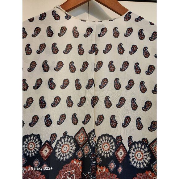 C25 Rue21 Butterfly paisley fringed Orange And Blue kimono - Picture 9 of 10